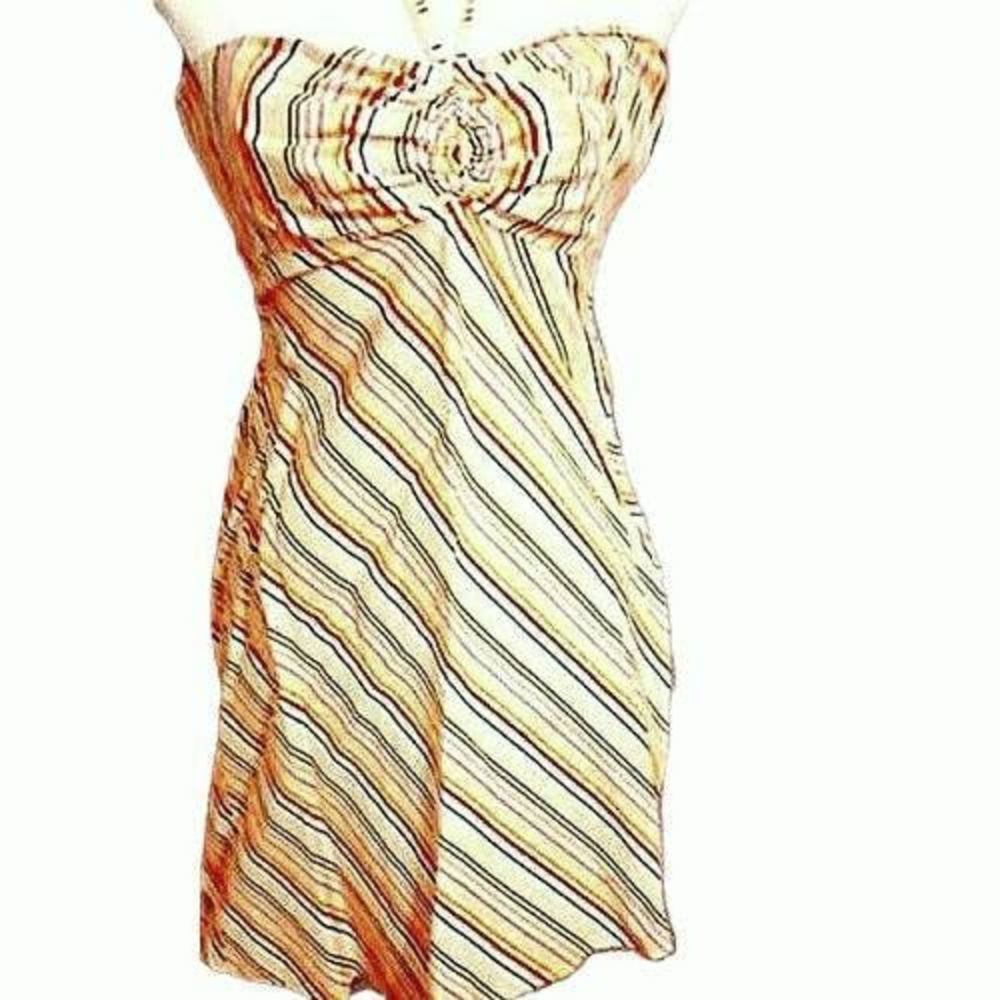 Multi Color Plaid Silk Halter Dress - Spring/Summer Casual - Size 8